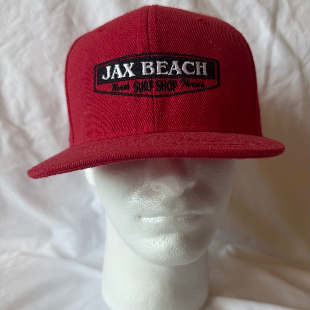 “JAX” beach surf shop red classic SnapBack hat.